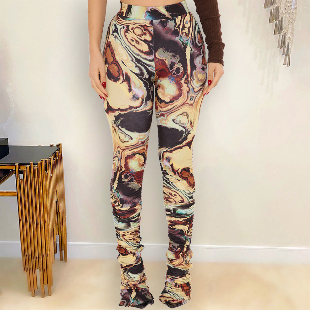 High Waist Irregular Pleated Women's Trousers