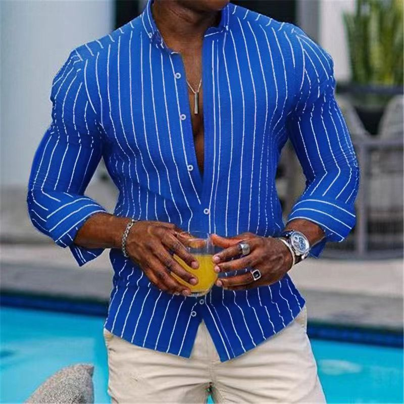 Men's Clothing 3D Digital Printing Casual Long Sleeve Shirt