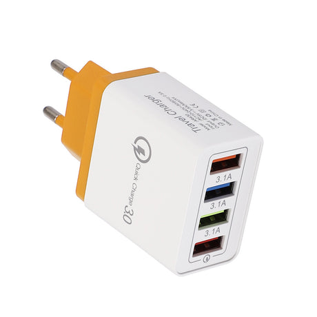 Cargador USB de carga rápida 3,0, 4 adaptadores de teléfono para tableta, cargador móvil de pared portátil, cargador rápido