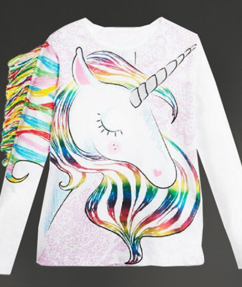 Transfronterizo para el comercio exterior Europa y América ins explosión ropa para niños camiseta con estampado de pelo de caballo estéreo para niños 