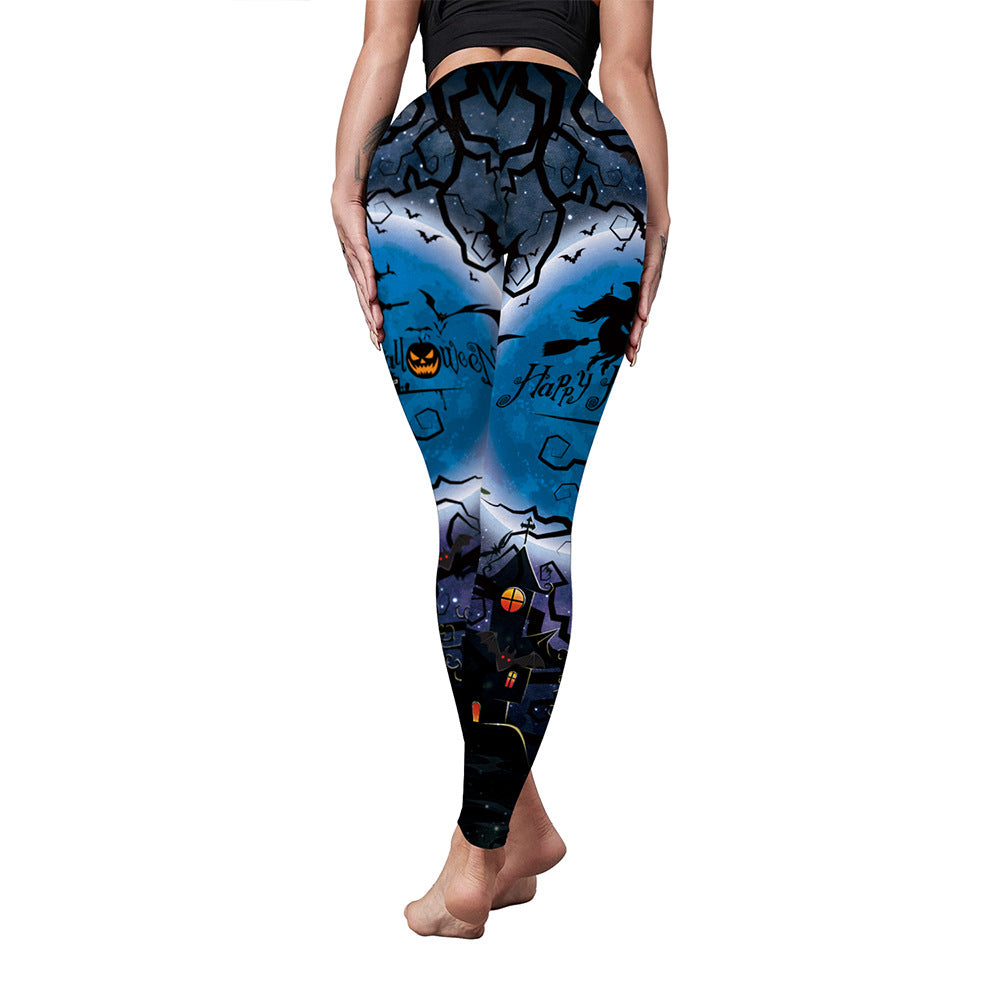 Leggings elásticos de murciélago de Halloween para mujer