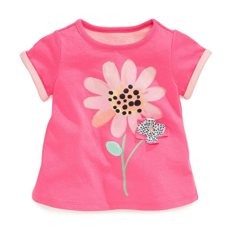 Camiseta Infantil Sencilla Niñas Manga Corta Bebé