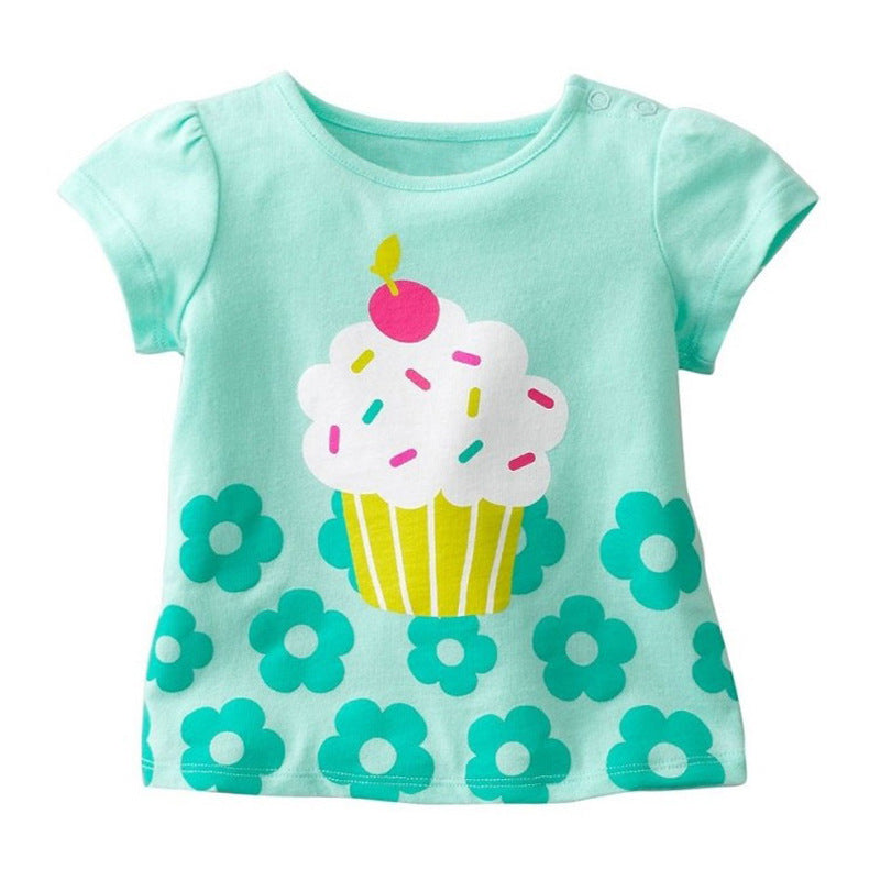 Camiseta Infantil Sencilla Niñas Manga Corta Bebé