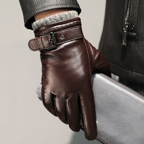 Velvet Thermal And Thickening Driving And Biking Sheepskin Gloves