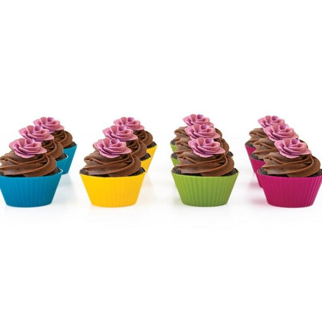 Revestimientos para cupcakes de silicona reutilizables antiadherentes, tazas para hornear, 12 piezas