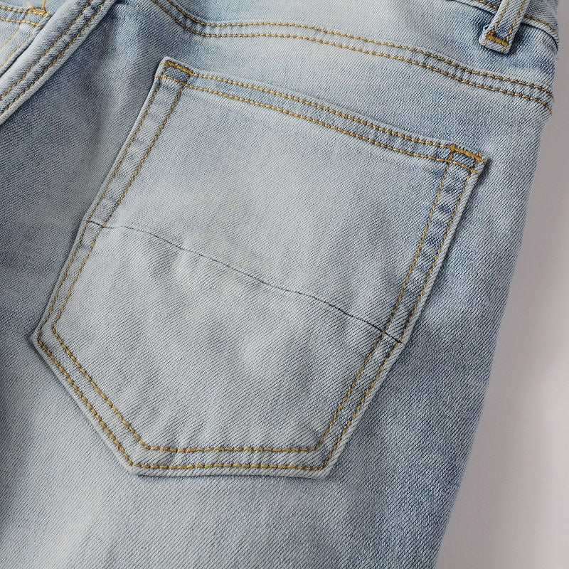 European And American High Street Jeans Patch Ripped