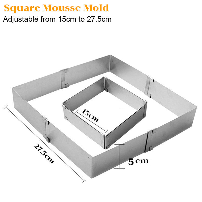 Molde para pasteles ajustable de acero inoxidable