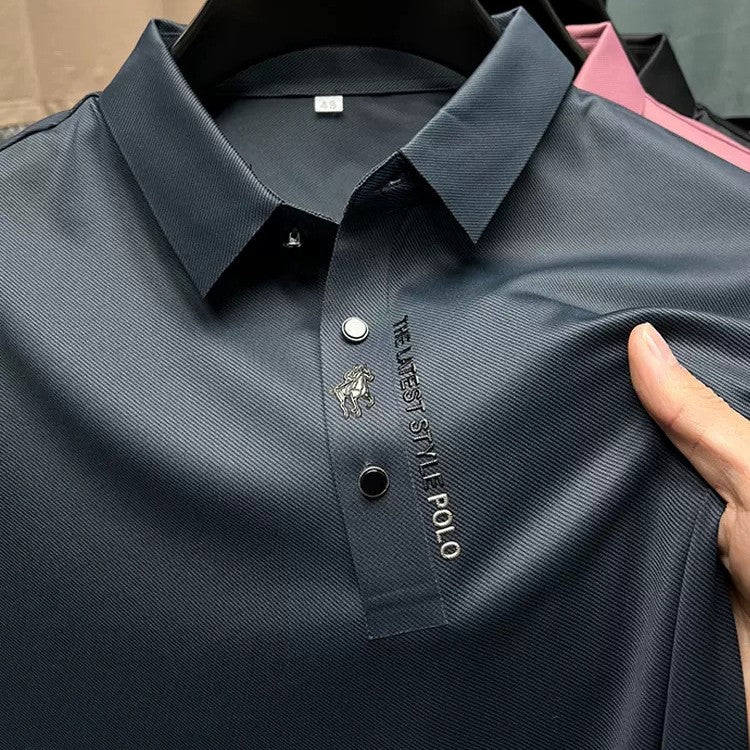 Summer Polo Shirt Business Casual Seamless Ice Silk