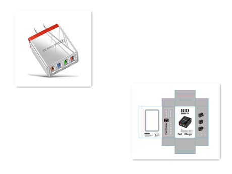 Cargador USB de carga rápida 3,0, 4 adaptadores de teléfono para tableta, cargador móvil de pared portátil, cargador rápido