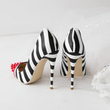 Color rivet striped fashion high heels