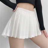 High Waist Front Short Back Length Pleated Skirt With Lining