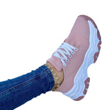 Round Head Thick Bottom Low-top Casual Shoes For Women Plus Size Lace Up Pumps