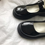 Zapatos De Cuero Pequeños De Estilo Inglés Retro Negro Línea De Hadas Femenina Con Mary Jane