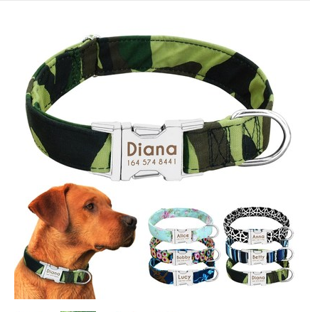 Collar con nombre para perro, Collar para perro grande personalizado, etiqueta con letras