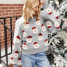 Christmas Sweater Women Cute Cartoon Santa Print Knit Sweater Winter Tops