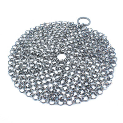 Silver Stainless Steel Cast Iron Cleaner Chainmail Scrubber Home Cookware Clean For Skillets Grill Pans