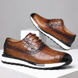 Men's British Lace Up Casual Top Layer Calf Leather Shoes