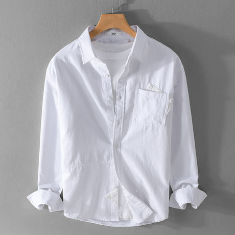 Camisa de algodón fresca para jóvenes, informal, de negocios, de manga larga, holgada, a la moda, combina con todo, para hombre