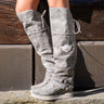 Women's Round Toe Leather Boots Side Zipper Breathable