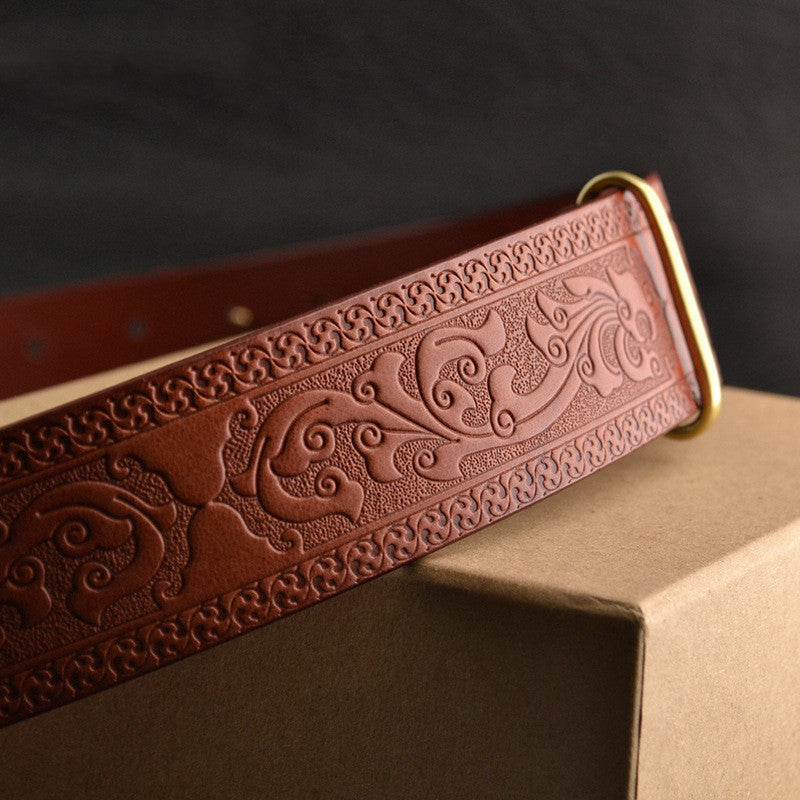 Men's Leisure Leather Belt With Woven Pattern