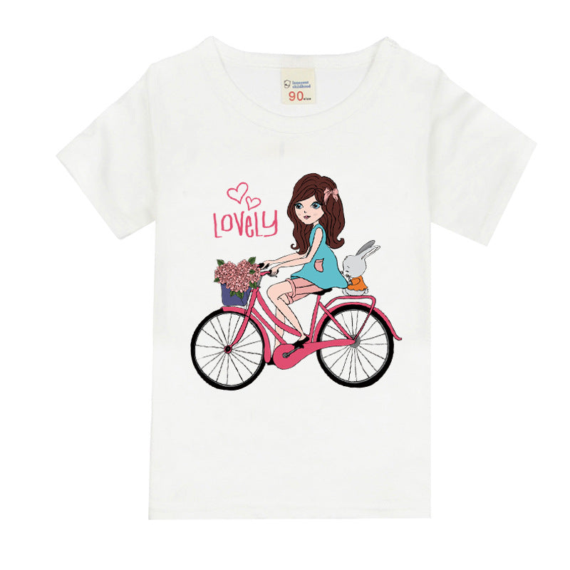 Camiseta Infantil Algodón Niña Bicicleta