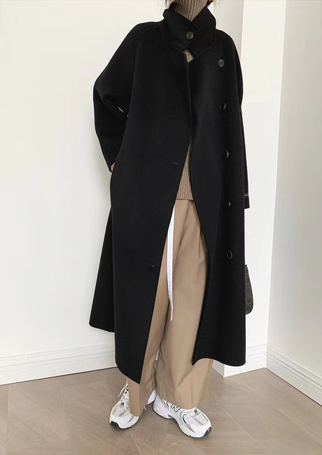 Double-sided Cashmere Coat Simple All-matching Long Turtleneck Cardigan