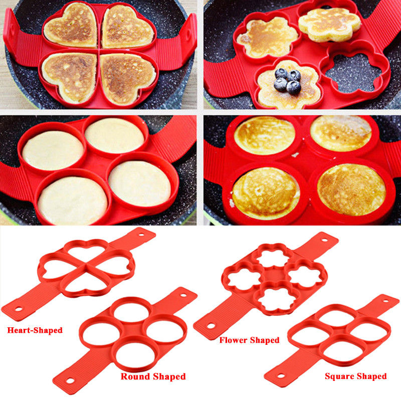 Silicone Non Stick Fantastic Egg Pancake Maker Ring Kitchen Baking Omelet Molds Flip Cooker Egg Ring Mold