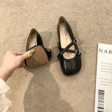 Korean Style Round Head Wanwan Lei Style Gentle Fairy Lady Flat Bottom Mary Jane Shoes