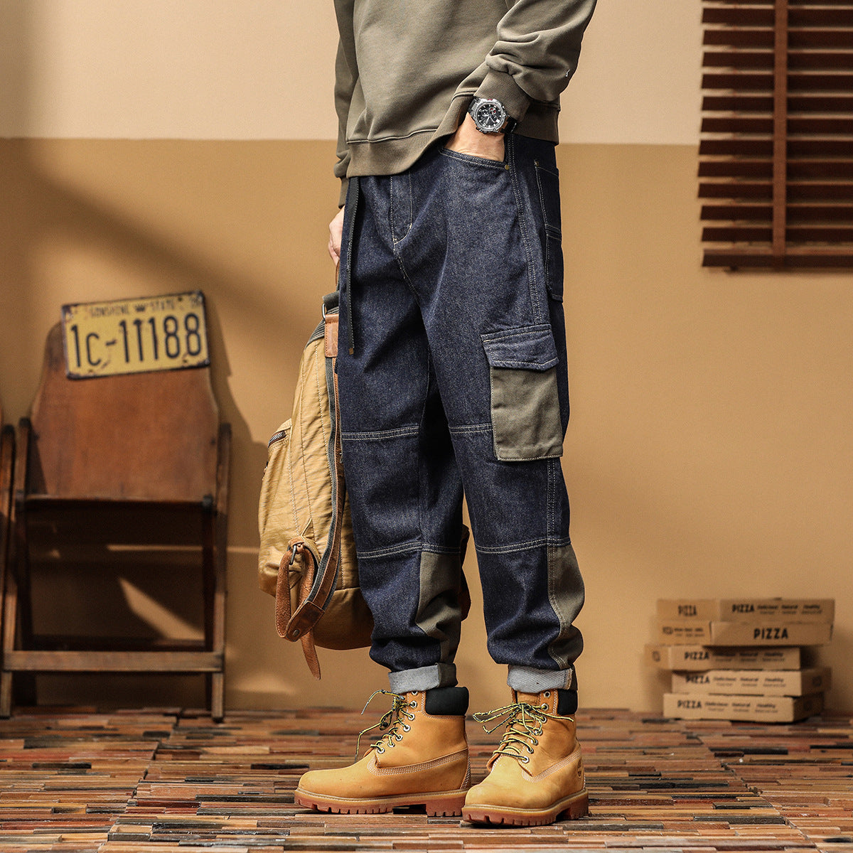 Autumn And Winter New Men's Japanese Style Workwear Jeans