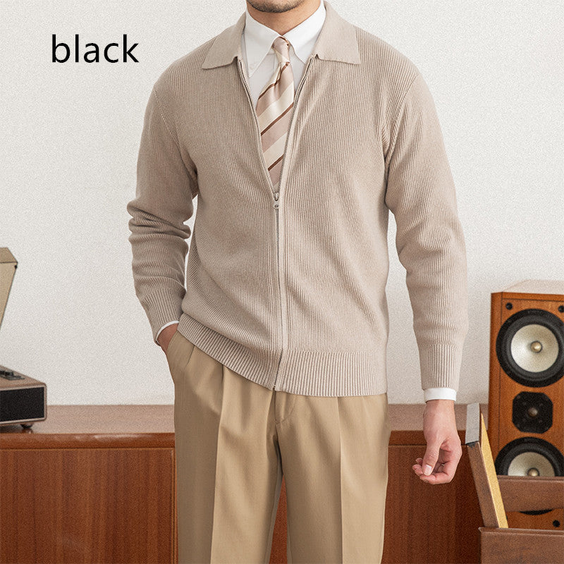 Men's Warm Sheepwool Lapel Knit Cardigan