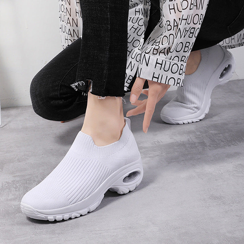 Women's Large Size Air Cushion Fly-knit Sneakers