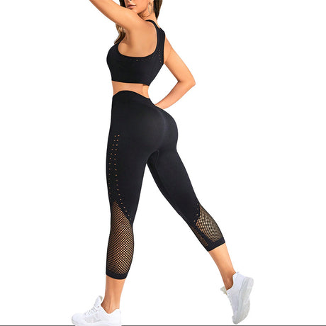 Hollow Mesh High Waist Hip Lift Yoga Cropped Pants