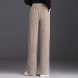 Winter Wide-leg Fleece Trousers For Women Warm Straight-leg Casual Lamb Cashmere Pants Loose Sports Sweatpants