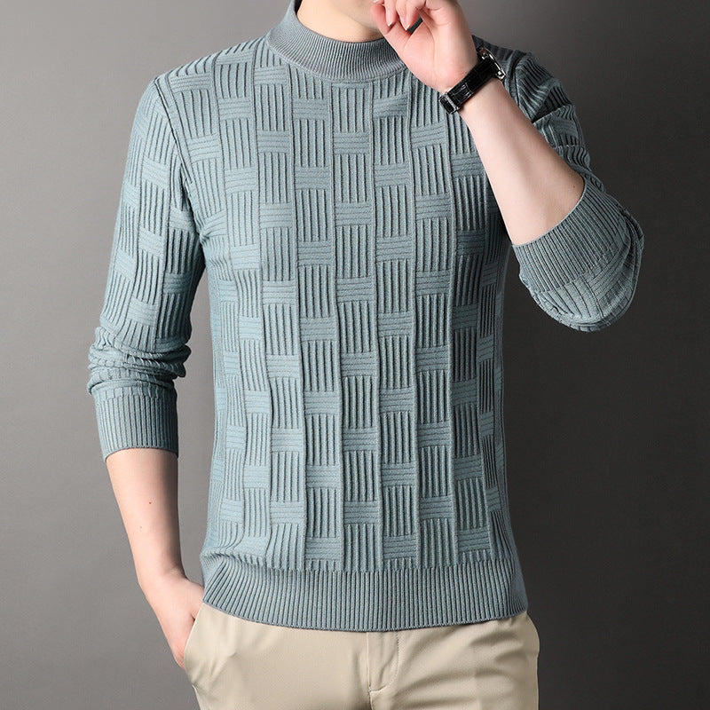 Solid Color Half Collar Thickened Men's Casual Sweater