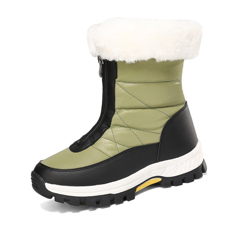 Botas de nieve para mujer, plataforma ligera, botines con cremallera, zapatos de felpa para mantener el calor, zapatos de terciopelo gruesos para exteriores