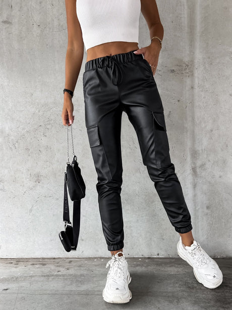 European And American Matte Leather Pants