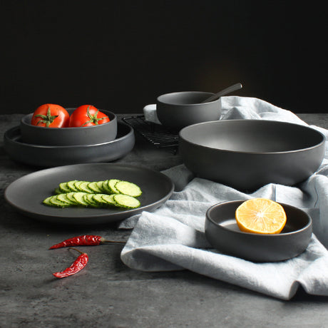 Nordic Ceramic Rice Bowl Steak Plate Deep  Household Tableware Dish Set