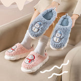 Lindas zapatillas de muñeco de nieve de invierno para interiores, pantuflas de felpa cálidas de suela gruesa antideslizantes para parejas, zapatilla de casa, zapatos de casa para dormitorio y suelo suave