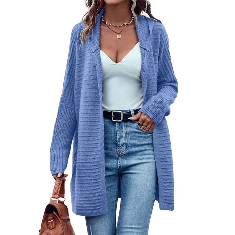 Solid Color Long Sleeve Cardigan For Women