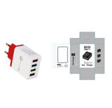 Cargador USB de carga rápida 3,0, 4 adaptadores de teléfono para tableta, cargador móvil de pared portátil, cargador rápido