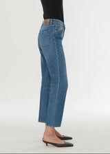 European And American High Waist Stretch Twisted Straight Cropped Jeans