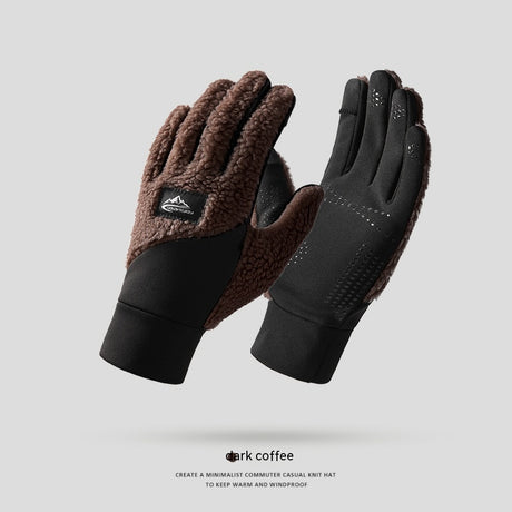 Teddy Velvet Insulated Gloves For Outdoor Use