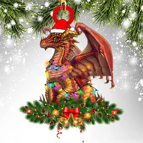 Colgante acrílico de decoraciones navideñas de huevo de dragón de dinosaurio