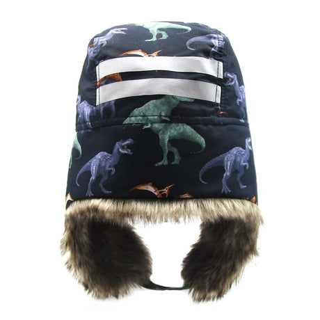 Boys Dinosaur Print Thick Warm Ear Protection Hat