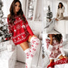 Invierno Navidad Cálido Punto Mujer Medias Hermoso Alce Copo de nieve Jacquard Sobre la rodilla Calcetines largos casuales para damas Regalos Tamaño libre