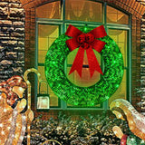 Guirnalda navideña 50 CM Luminosa LED Luz cálida Corona luminosa de metal con lazo grande Puerta de entrada navideña Decoración colgante para puerta de fiesta navideña en casa