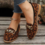 European And American Plus Size Round Toe Flat Bottom Leopard Print Pumps