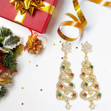 Nuevos pendientes de borla de árbol de Navidad de circonio colorido con incrustaciones completas, pendientes de personalidad de moda para mujer, joyería de fiesta, regalo de Navidad