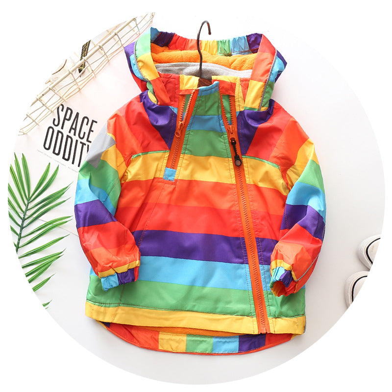 Kids Rainbow Hooded Coat