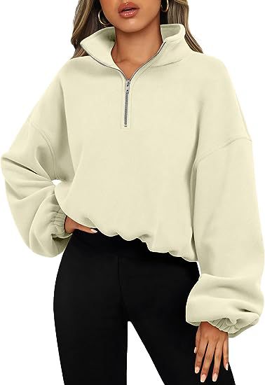 Women's Clothing Half Zipped Stand Collar Drawstring At Hem Polar Fleece Jacket